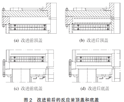 圖2 改進前后的反應(yīng)釜頂蓋和底蓋